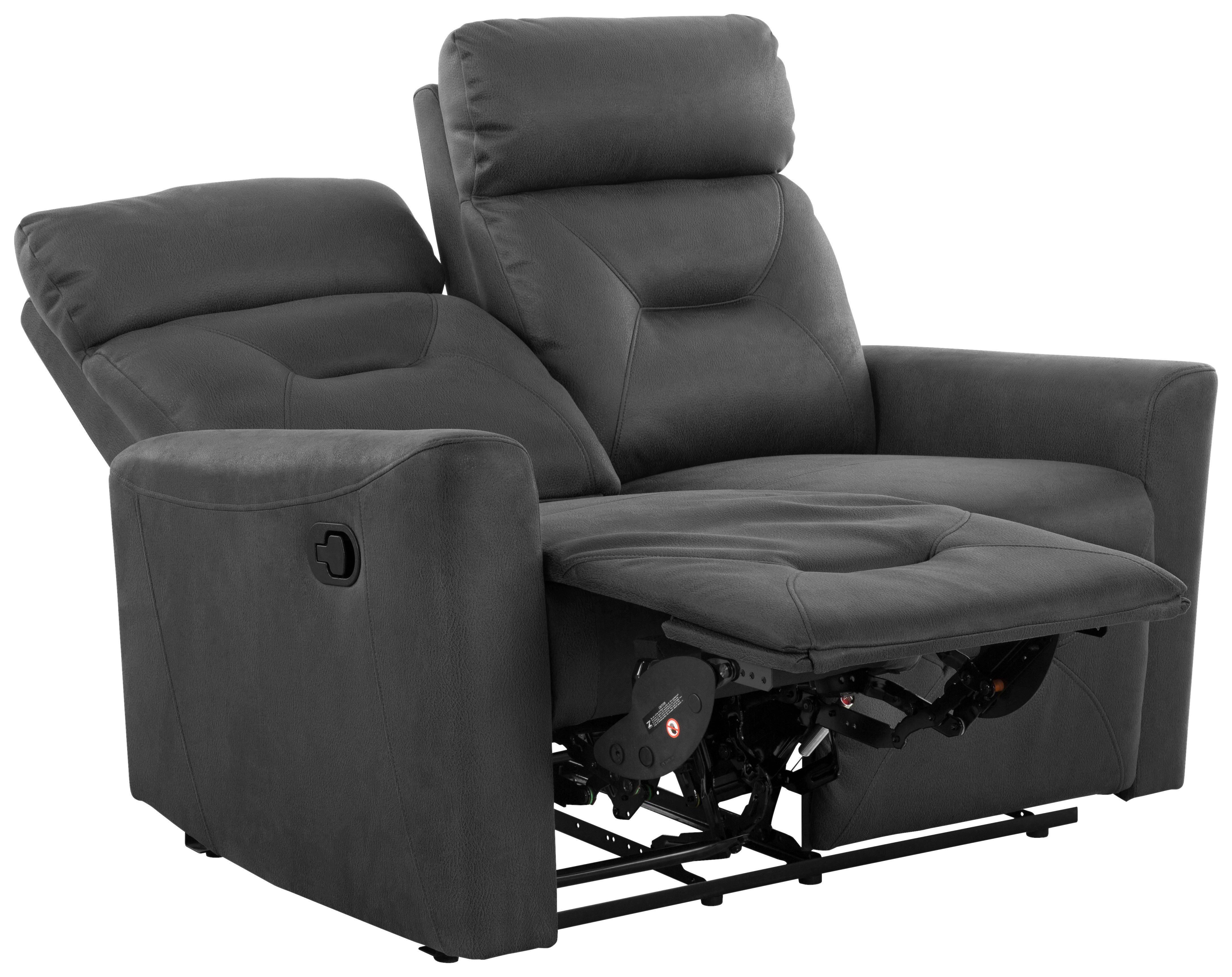 Dvojmiestna pohovka AURELI, čierna, s relaxačnou funkciou - čierna, Basics, kov/drevo (82/102,5/92,5cm) - Livetastic
