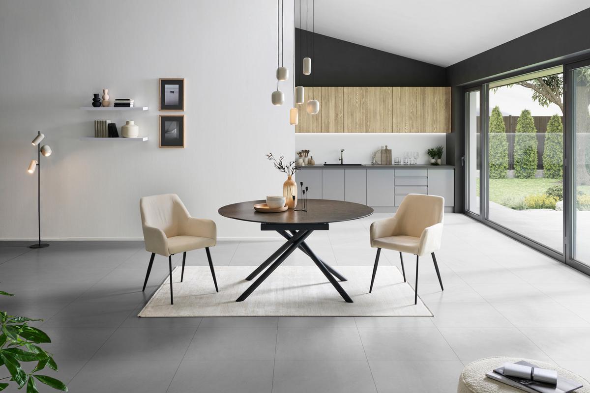 Esstisch Tiana - Anthrazit/Schwarz, LIFESTYLE, Glas/Keramik (90-140/76/140cm) - MID.YOU