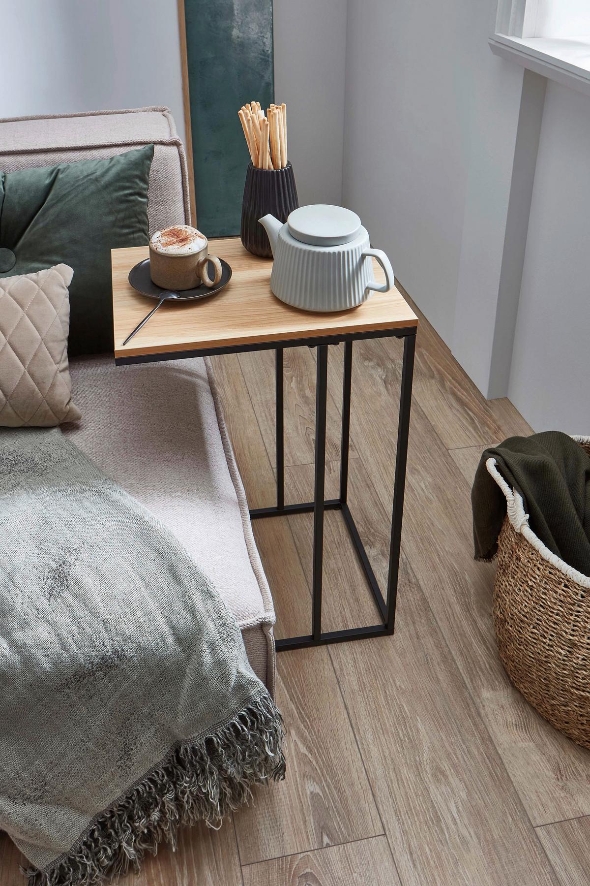 Couchtisch Schwarz B: 30 cm - Schwarz, Design, Holzwerkstoff/Metall (30/58/40cm) - MID.YOU