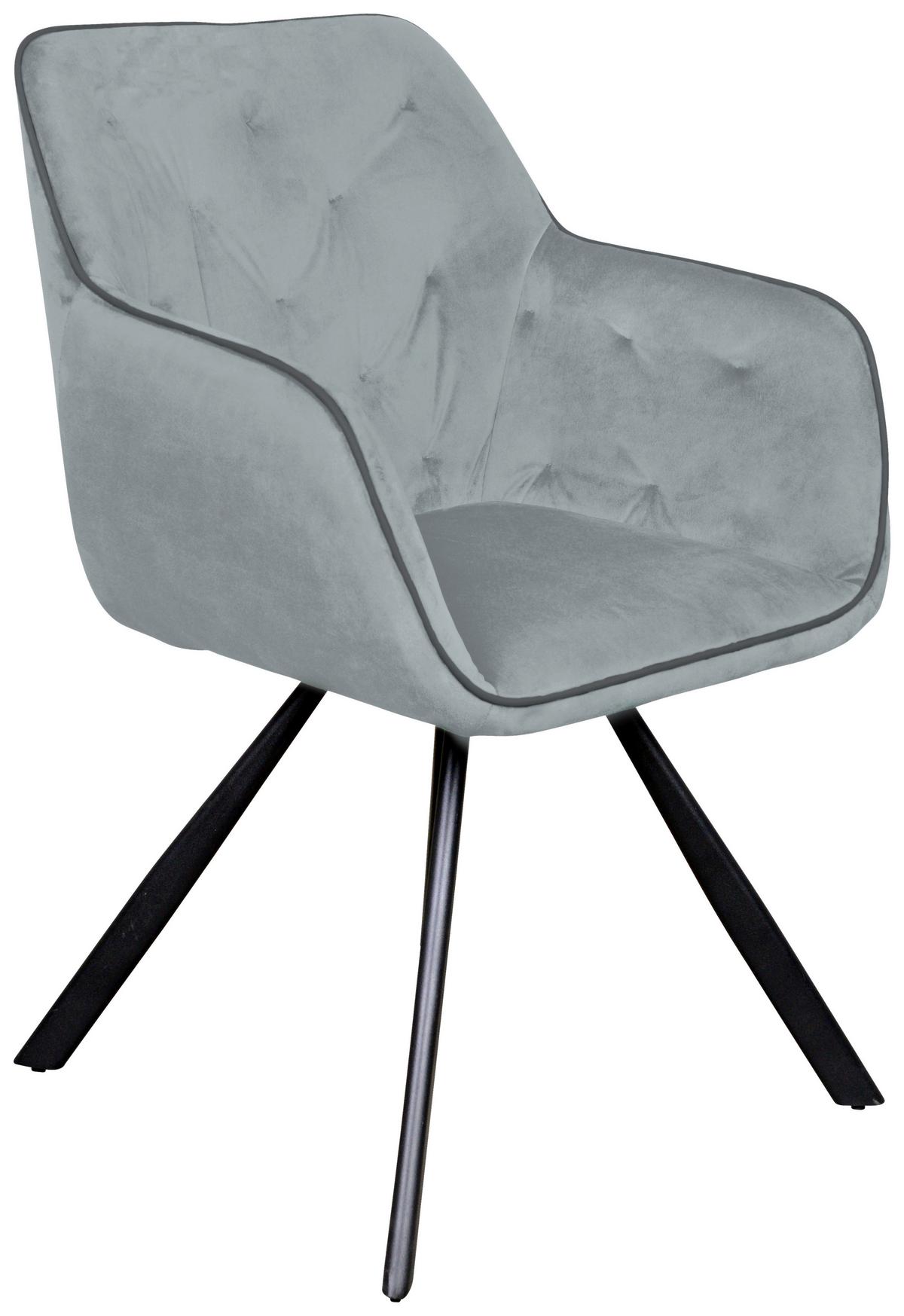 Stolička s podrúčkami sivá - čierna/sivá, Modern, kov/textil (60/85,5/57,5cm) - MID.YOU