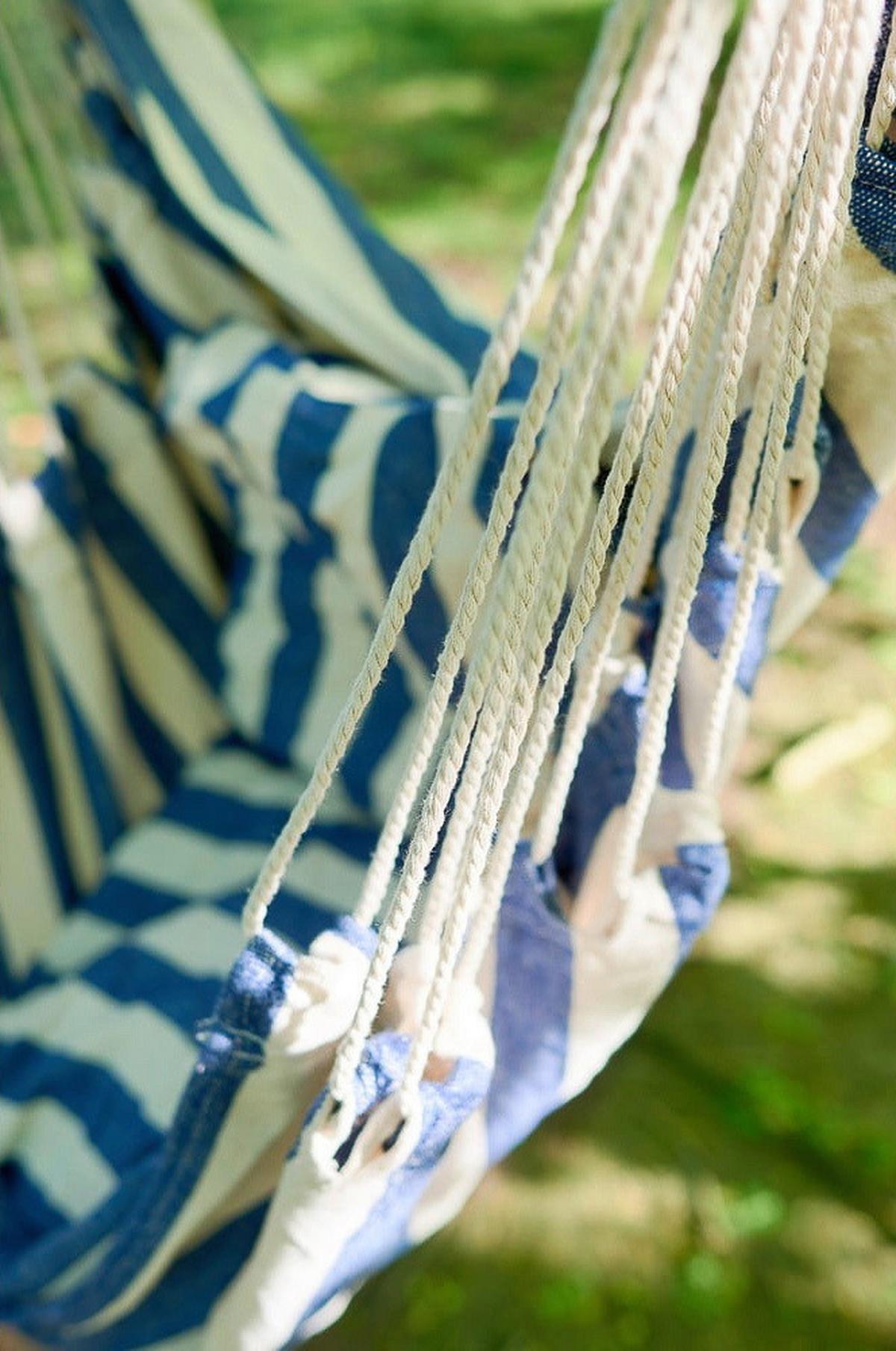 Hängesessel Tobago - Blau/Weiß, Basics, Holz/Kunststoff (65/120/90cm) - Gardenson