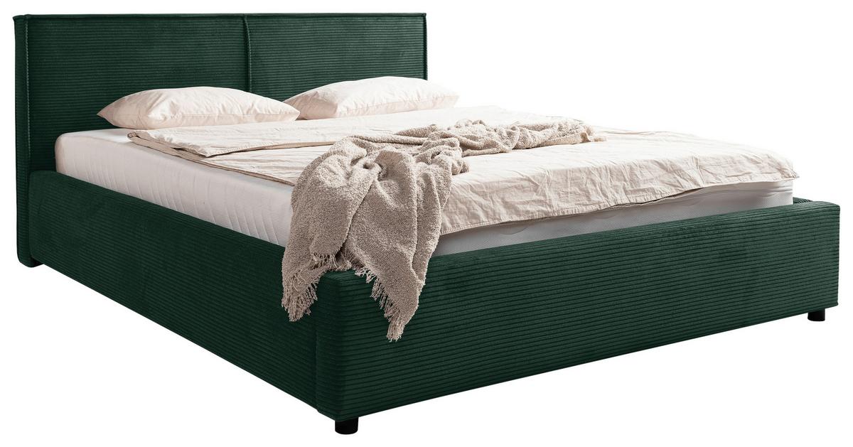 Polsterbett Mit Bettkasten Inez Dunkelgrün 180x200 Cm - Dunkelgrün/Schwarz, MODERN, Holz/Holzwerkstoff (180/200cm) - MID.YOU