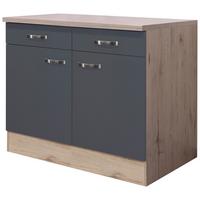 Küchenunterschrank Shadow B: 100 Cm Grau/eiche Dekor - Dunkelgrau/Eiche San Remo, MODERN, Holzwerkstoff (100/85/60cm)