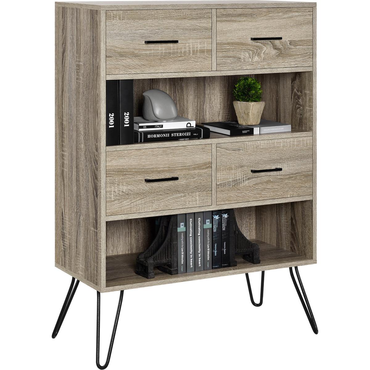Kommode London Grau/eichefarben 79 Cm - Eichefarben/Schwarz, Design, Holzwerkstoff/Metall (79/112/36cm) - MID.YOU