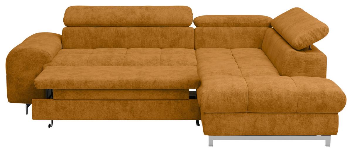Ecksofa mit Schlaffunktion Cloud + Goldfarben - Chromfarben/Goldfarben, KONVENTIONELL, Textil (257/206cm) - Livetastic