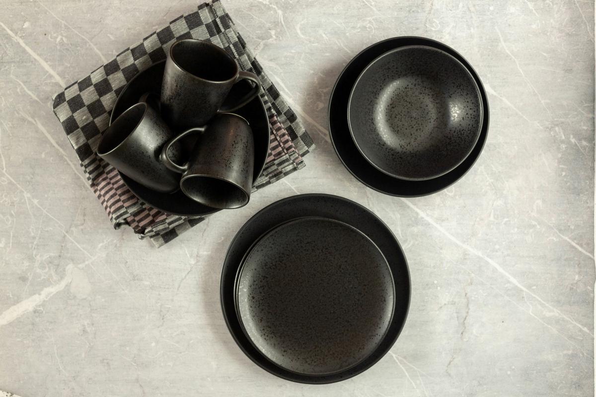 Tafelservice Essential Schwarz, 12-Teilig - Schwarz, Trend, Keramik - Mäser