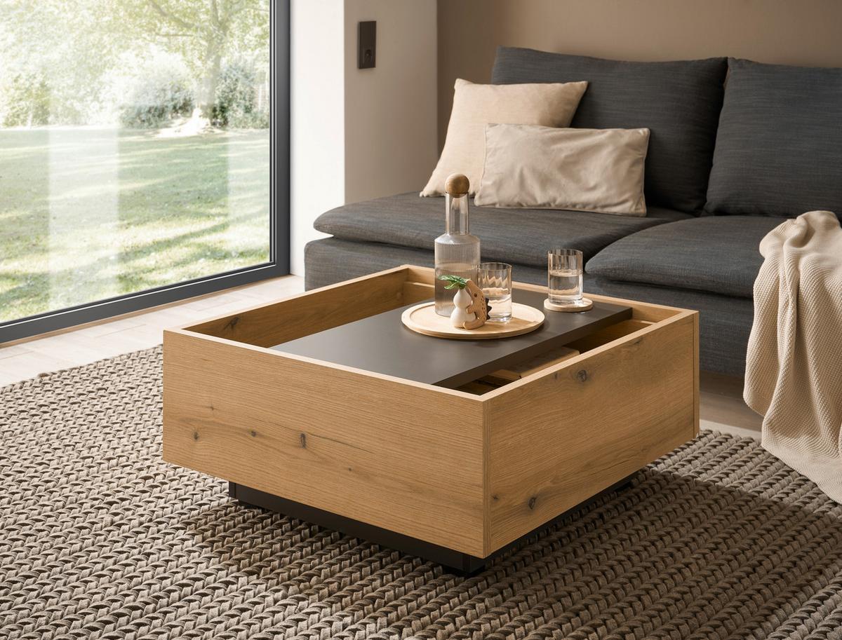 Couchtisch Soleto Graphit-/Eichefarben B: 76cm - Eichefarben/Graphitfarben, Design, Holzwerkstoff (76/35/75cm) - MID.YOU
