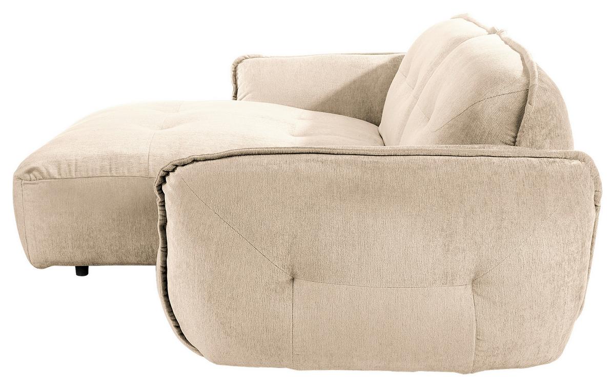Ecksofa Fluffy, Creme S: 184x269 Cm - Creme/Schwarz, MODERN, Textil (184/269cm) - Trendmanufaktur