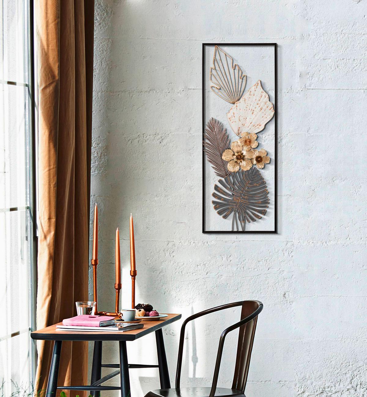 Wanddeko Classic Goldfarben/Weiß/Grau B: 28,6cm - Goldfarben/Weiß, Basics, Metall (28.6/5.10/74.3cm)