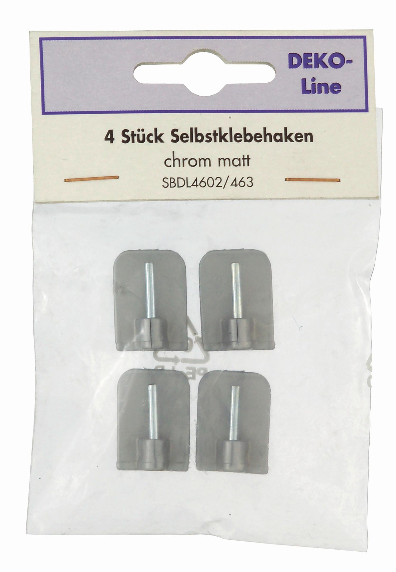 Wandhaken 4er- Set Selbstklebend Chrom - Silberfarben, KONVENTIONELL, Kunststoff/Metall - Ondega