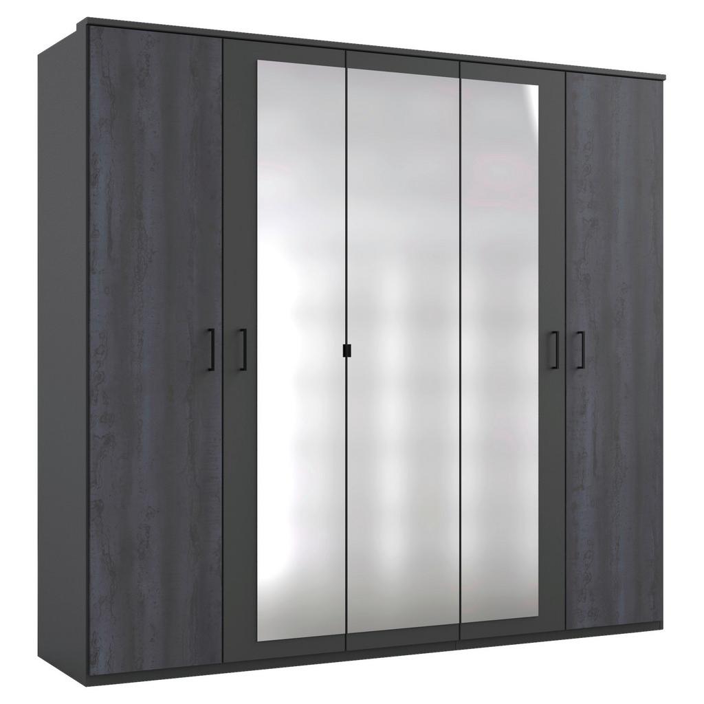 Drehtürenschrank mit Spiegel B: 225 cm Kopenhagen, Dunkelgrau