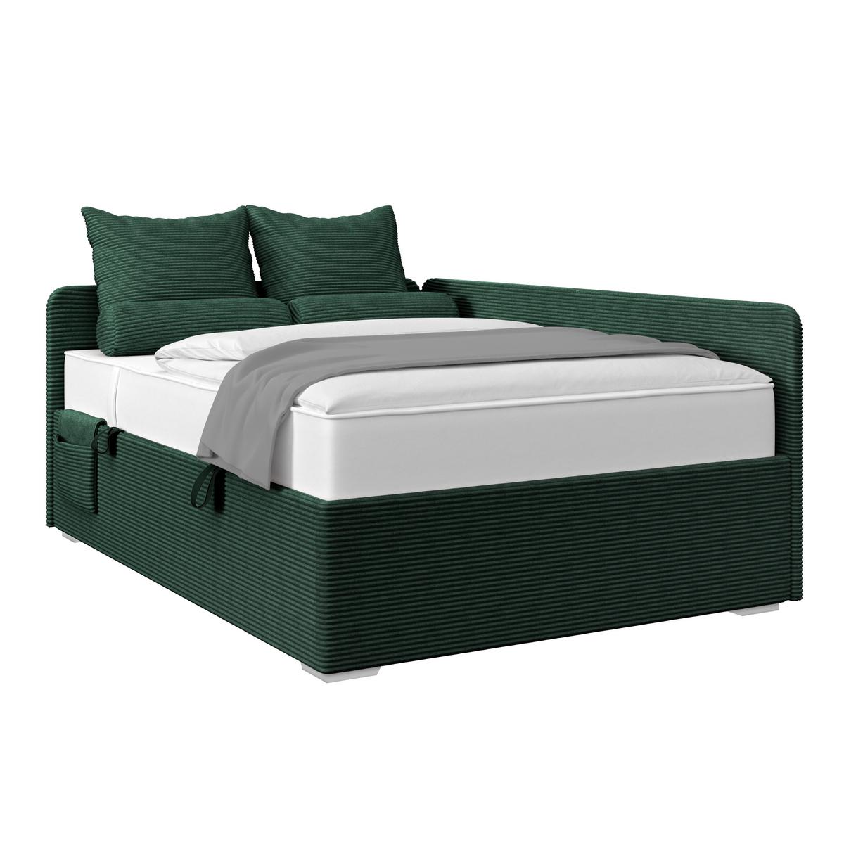 Kárpitozott Ágy Remi 140/200cm - rózsaszín/sötétzöld, Modern, textil/fa (140/200cm)