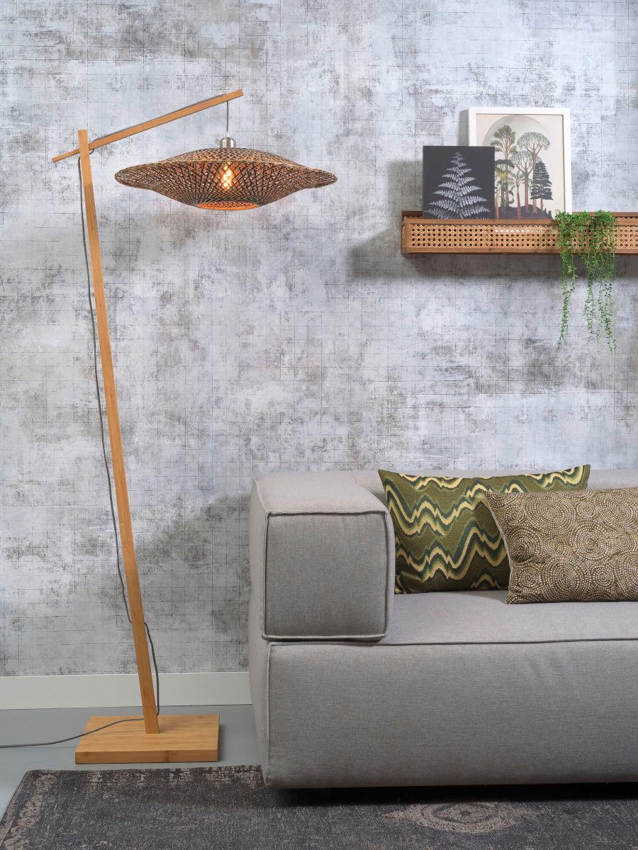 Stehleuchte Bali/f/ad/n/6015/bn - Schwarz/Naturfarben, Trend, Holz (60/176cm) - Good & Mojo