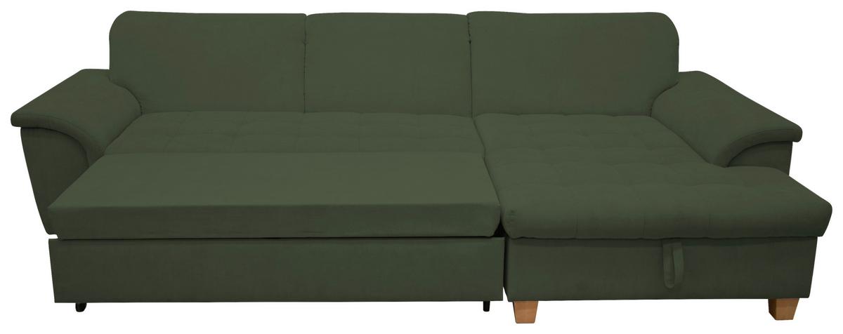Ecksofa mit Schlaffunktion & Bettkasten Franzi Grün - Eichefarben/Grün, KONVENTIONELL, Textil (279/170cm) - MID.YOU
