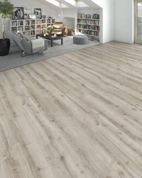 Designboden Hellgrau Landhausdiele Stärke 8mm - Hellgrau, Basics, Holzwerkstoff (19.3/128.2cm) - Living by HARO