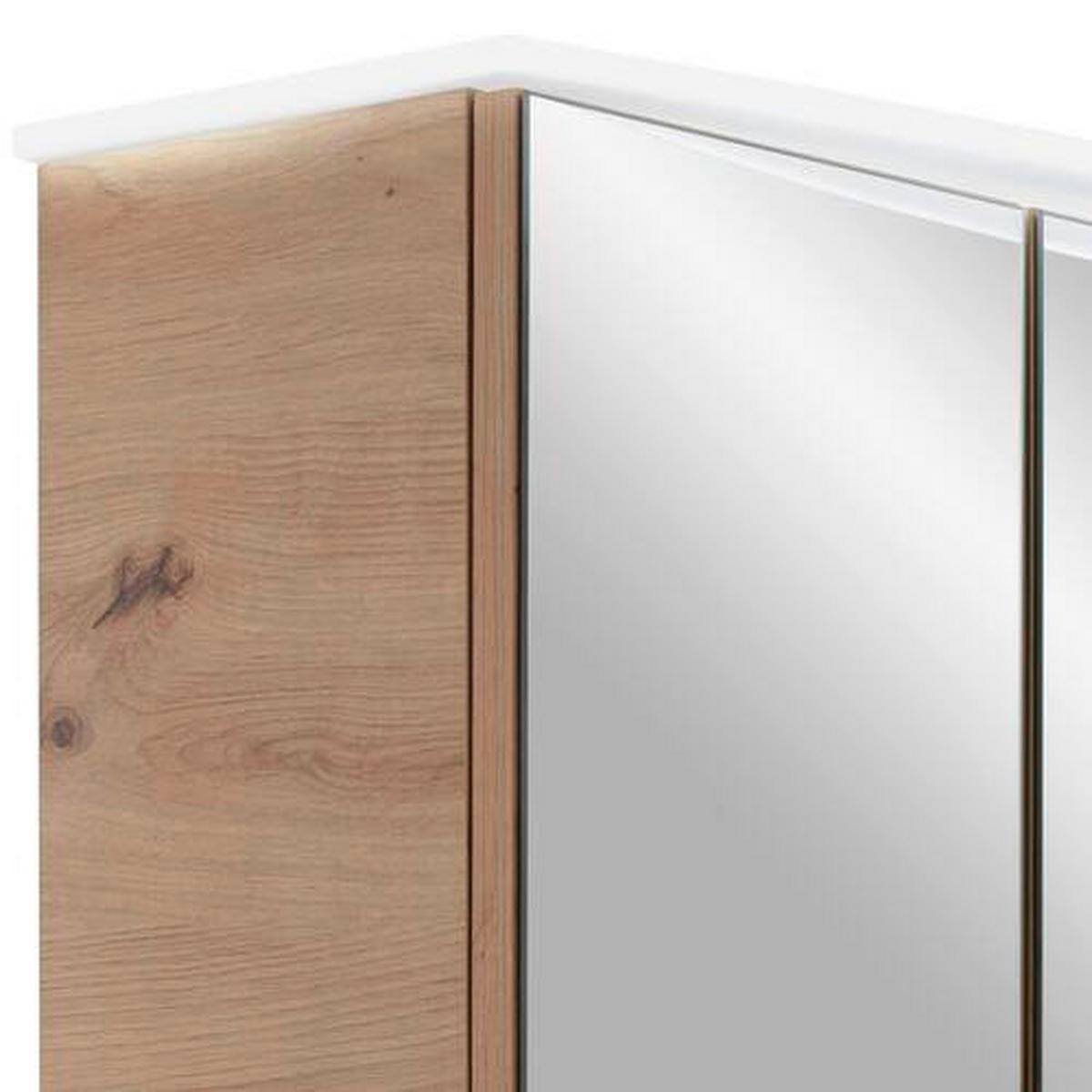 Spiegelschrank Avensis Mit Led 3-Türig Bht: 75x73x20,5 Cm - Klar/Eichefarben, MODERN, Glas/Holzwerkstoff (75/73/20,5cm) - Luca Bessoni
