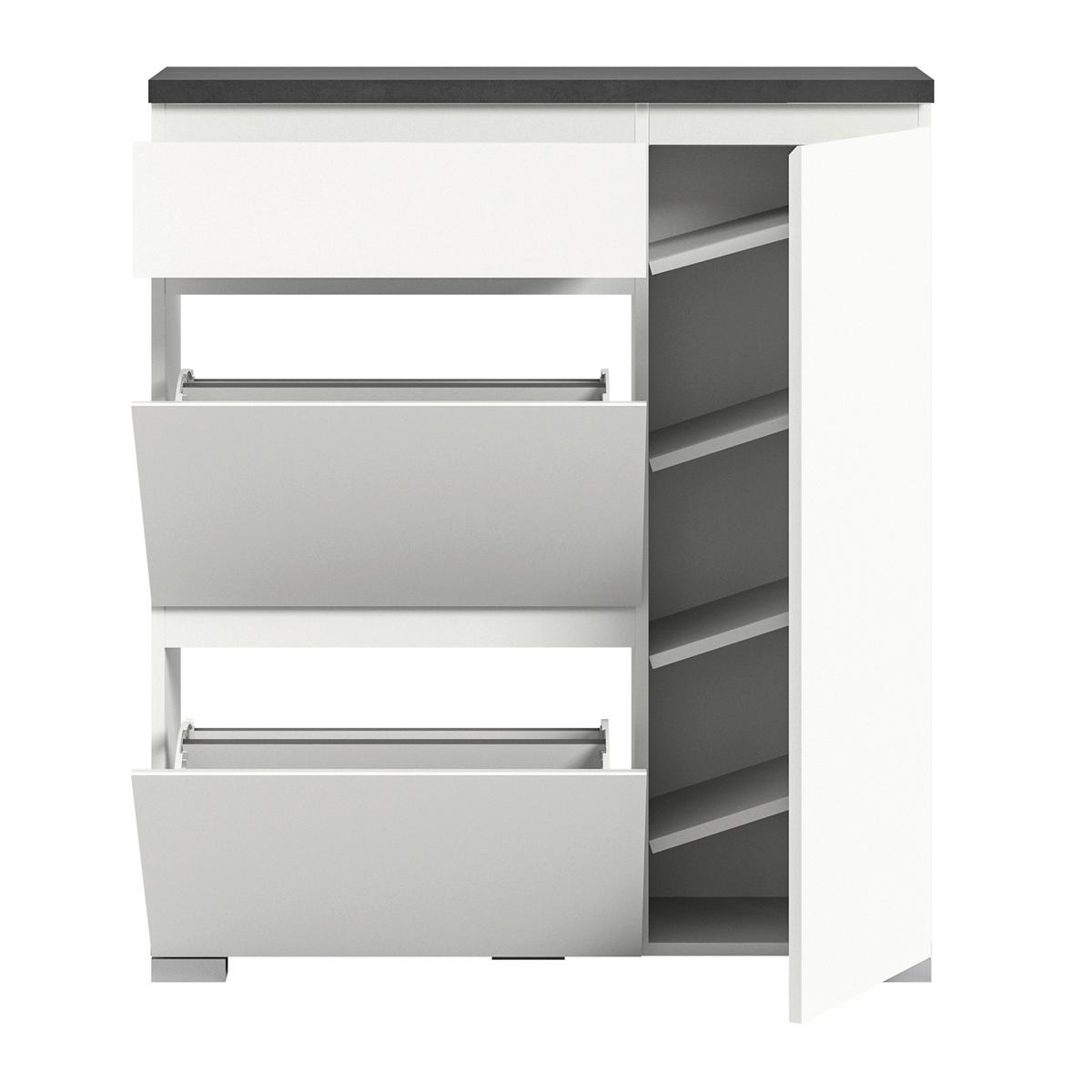 Schuhschrank Shoelove Weiß, Grau B: 95cm - Silberfarben/Weiß, MODERN (95/109/27cm)