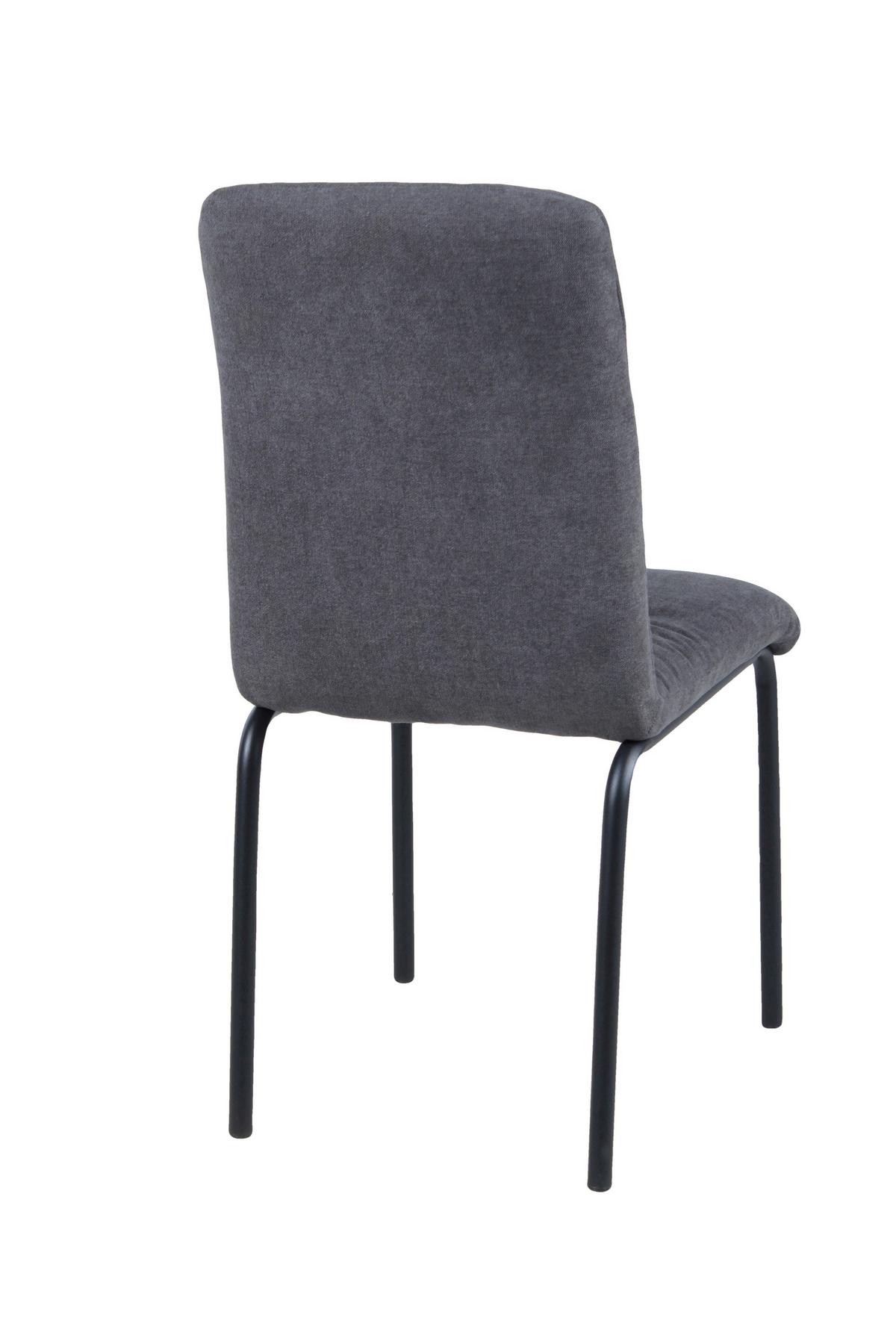 Stuhl-Set dunkelgrau, B: 44,5cm - Dunkelgrau/Schwarz, Design, Textil/Metall (44,5/87/55,5cm) - Livetastic