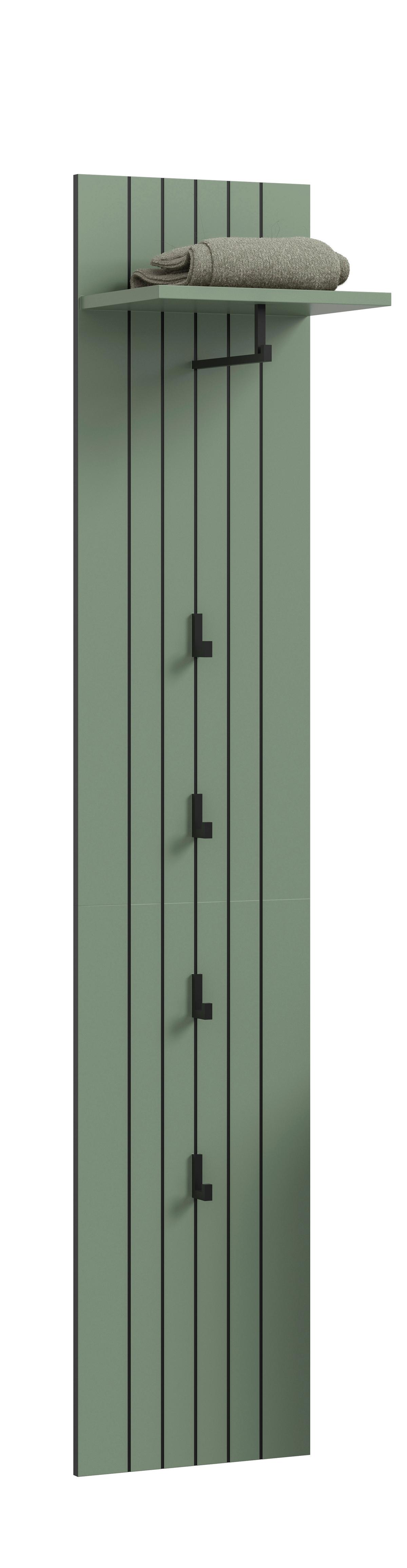 Garderobenpaneel Station Graugrün B: 31cm - Graugrün, Design, Holzwerkstoff (31/160/27cm) - MID.YOU