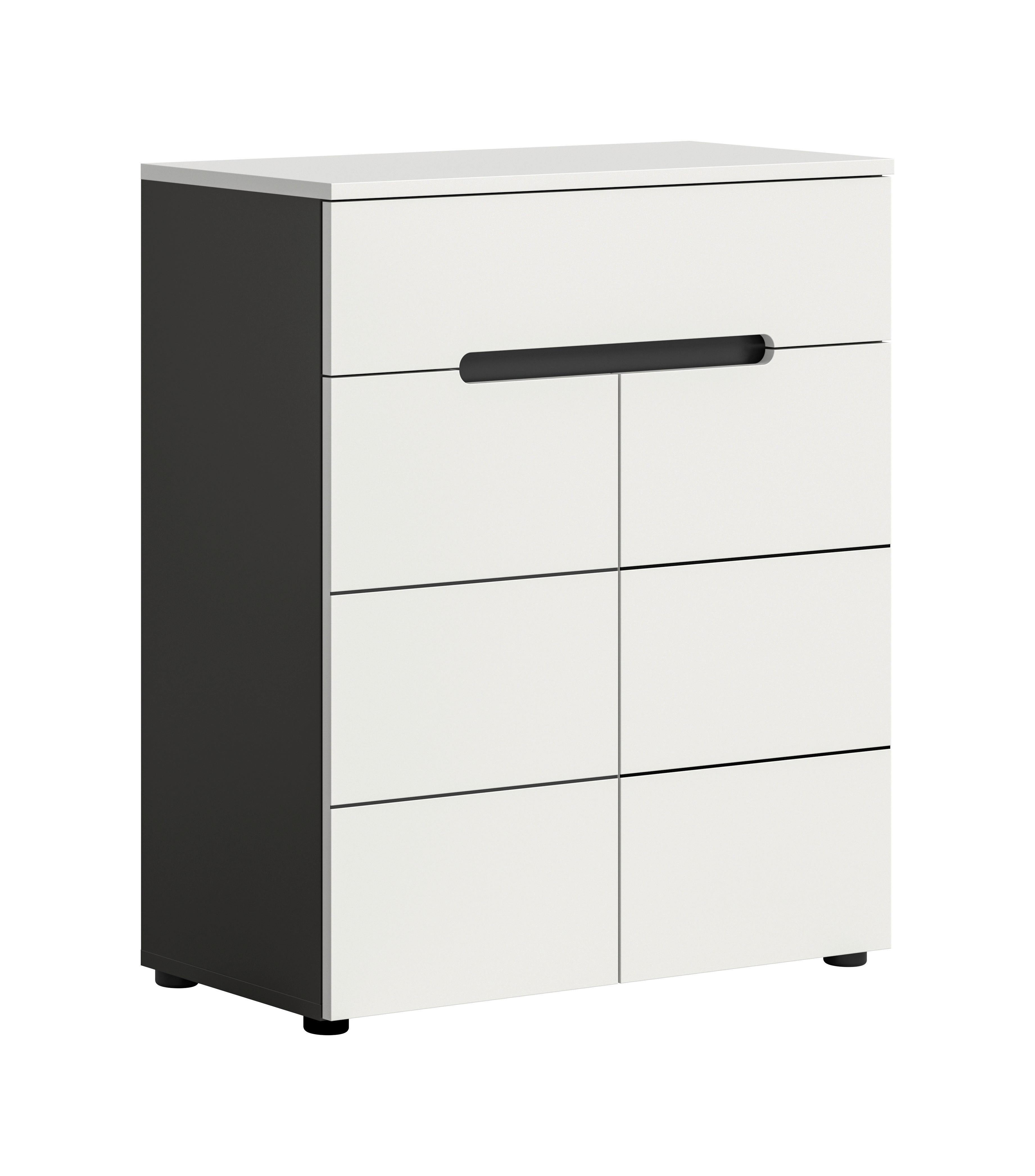 Cipősszekrény Canu - fehér/szürke, Design, faalapú anyag (80/94/37cm) - Livetastic