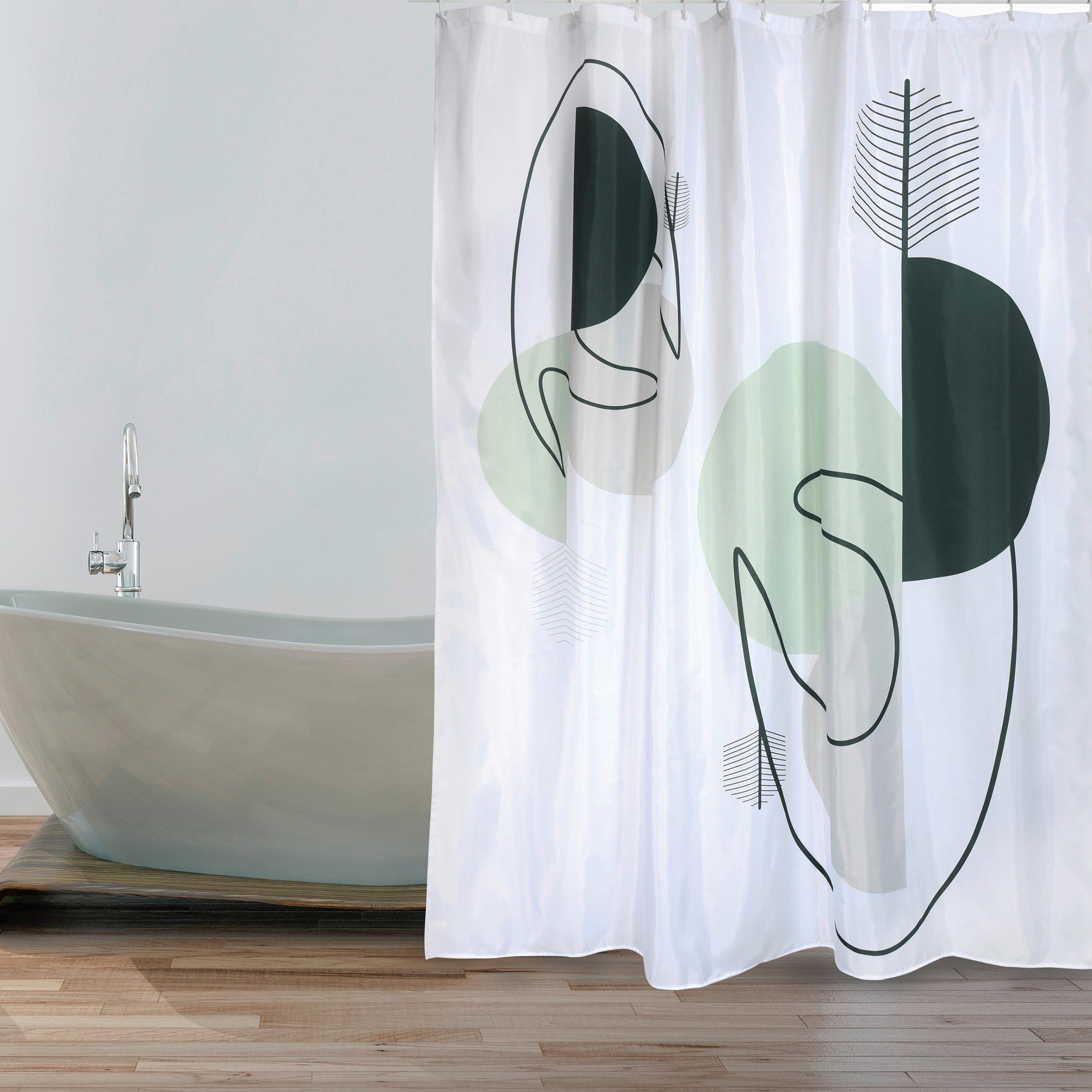 Duschvorhang Minimalist Style - Weiß/Grün, KONVENTIONELL (180/200cm) - Spirella
