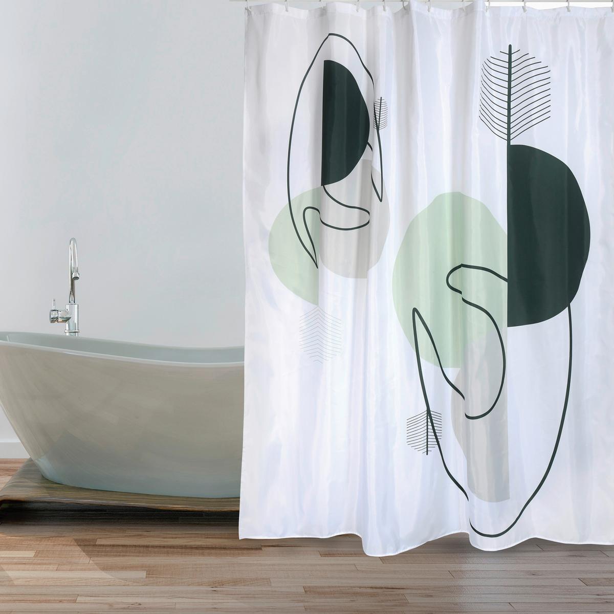 Duschvorhang Minimalist Style - Weiß/Grün, KONVENTIONELL (180/200cm) - Spirella