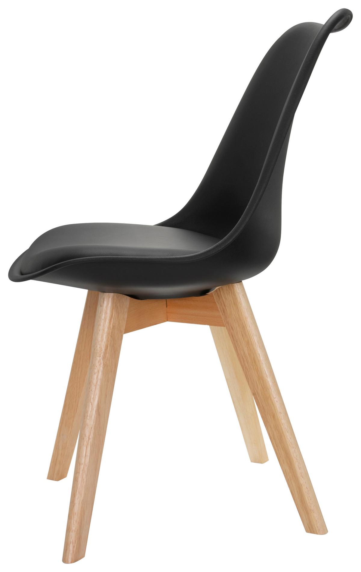 Stuhl-set 4er Scandi Schwarz - Buchefarben/Schwarz, MODERN, Holz/Kunststoff (48/87/56cm) - MID.YOU