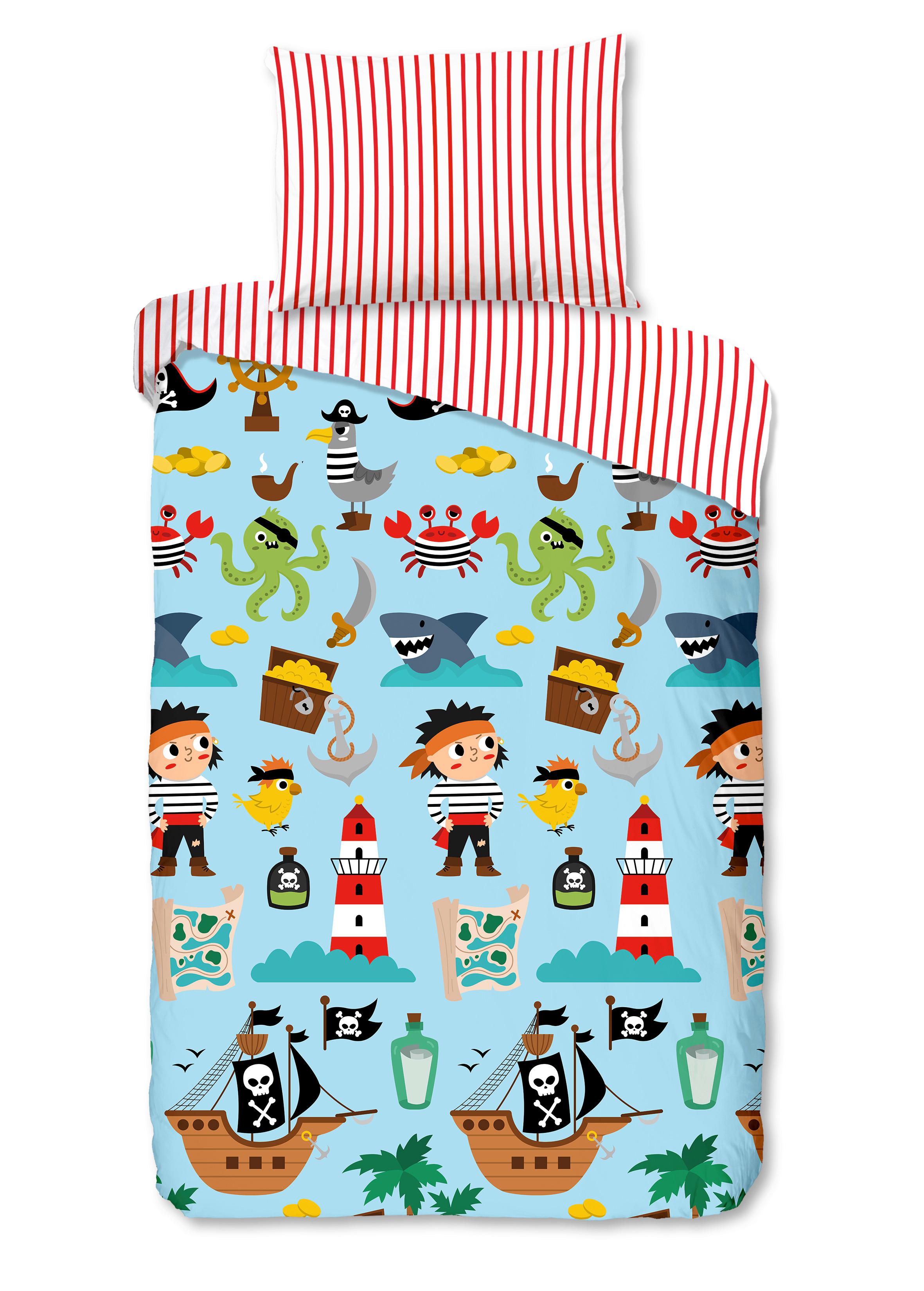 KINDERBETTWÄSCHE CARIBBEAN - Türkis/Rot, Trend, Textil (140/200cm)