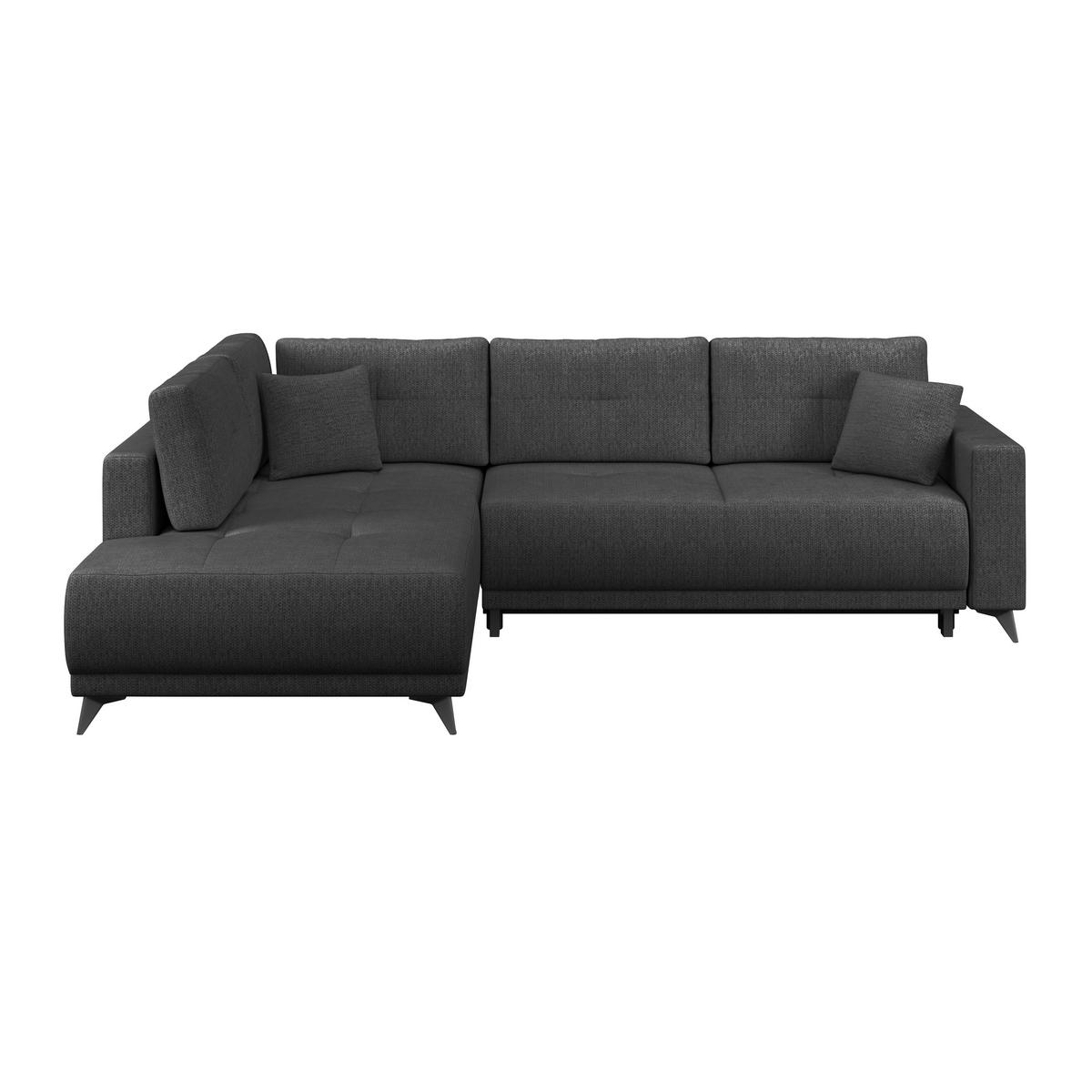 Ecksofa mit Schlaffunktion & Bettkasten Texas Erdfarben - Graubraun/Schwarz, KONVENTIONELL, Holz (203/259cm)