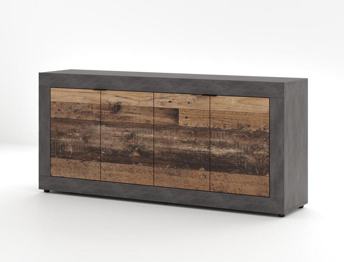 Sideboard Lunea - Alteiche/Schwarz, Design, Holzwerkstoff (180/86/42cm) - MID.YOU