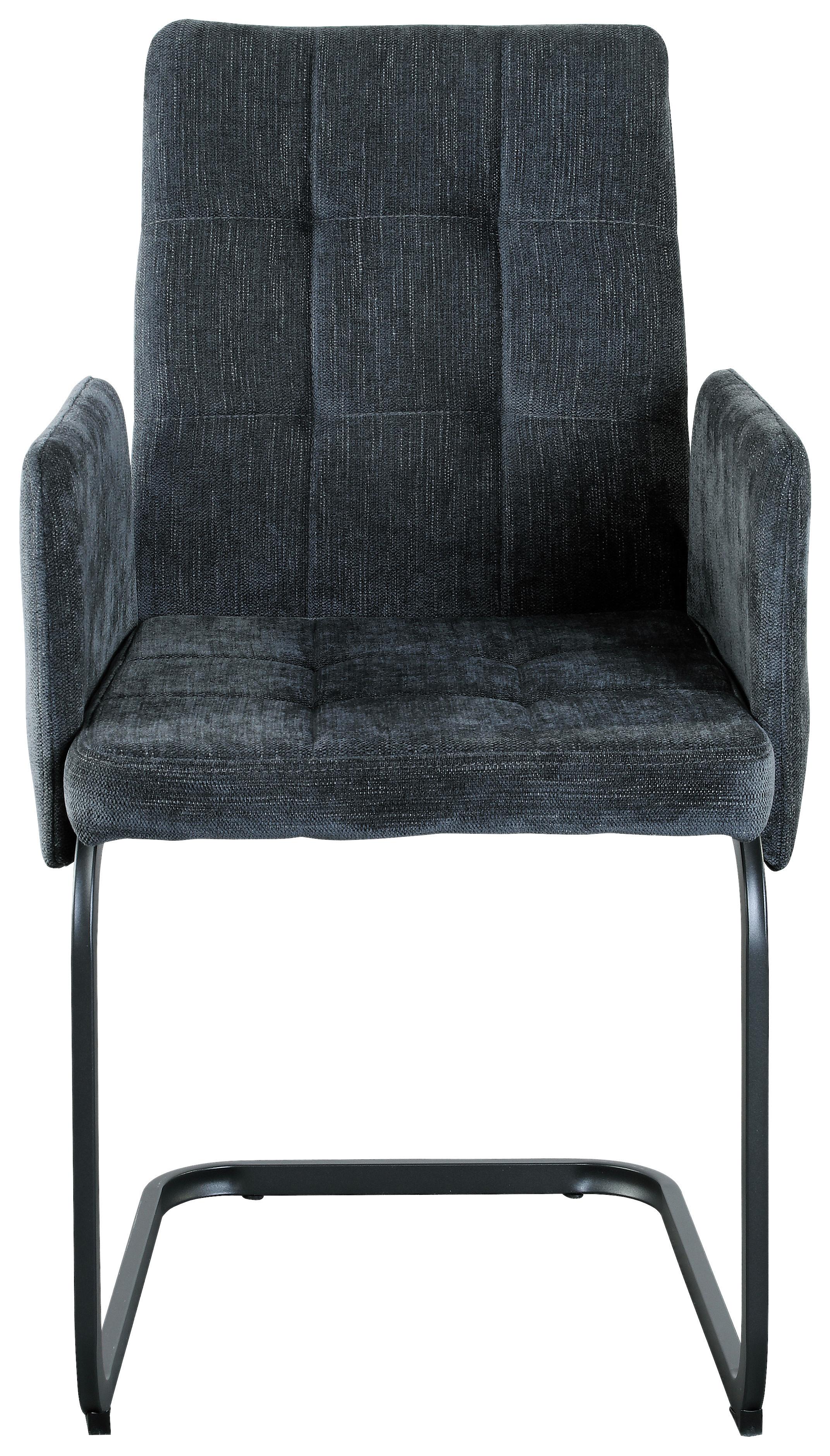 Armlehnstuhl Bordal Dunkelgrau Gepolstert - Dunkelgrau/Schwarz, MODERN, Textil/Metall (52/91/59,5cm) - MID.YOU