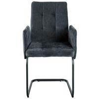 Armlehnstuhl Bordal Dunkelgrau Gepolstert - Dunkelgrau/Schwarz, MODERN, Textil/Metall (52/91/59,5cm) - MID.YOU