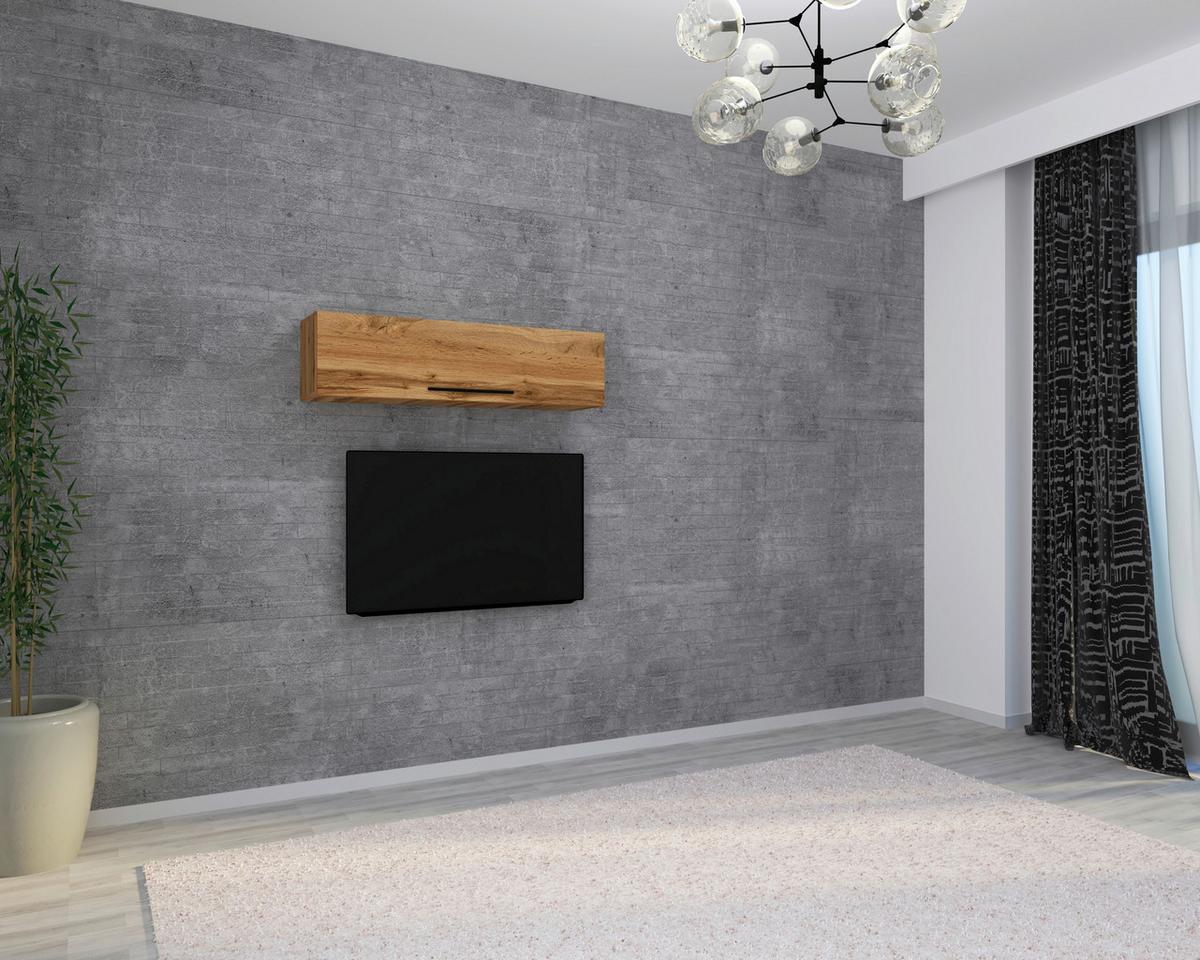 Nástěnný regál Arila š: 115 cm, dub medový - černá/medový dub, Moderní, kov/kompozitní dřevo (115/30/30cm) - MID.YOU
