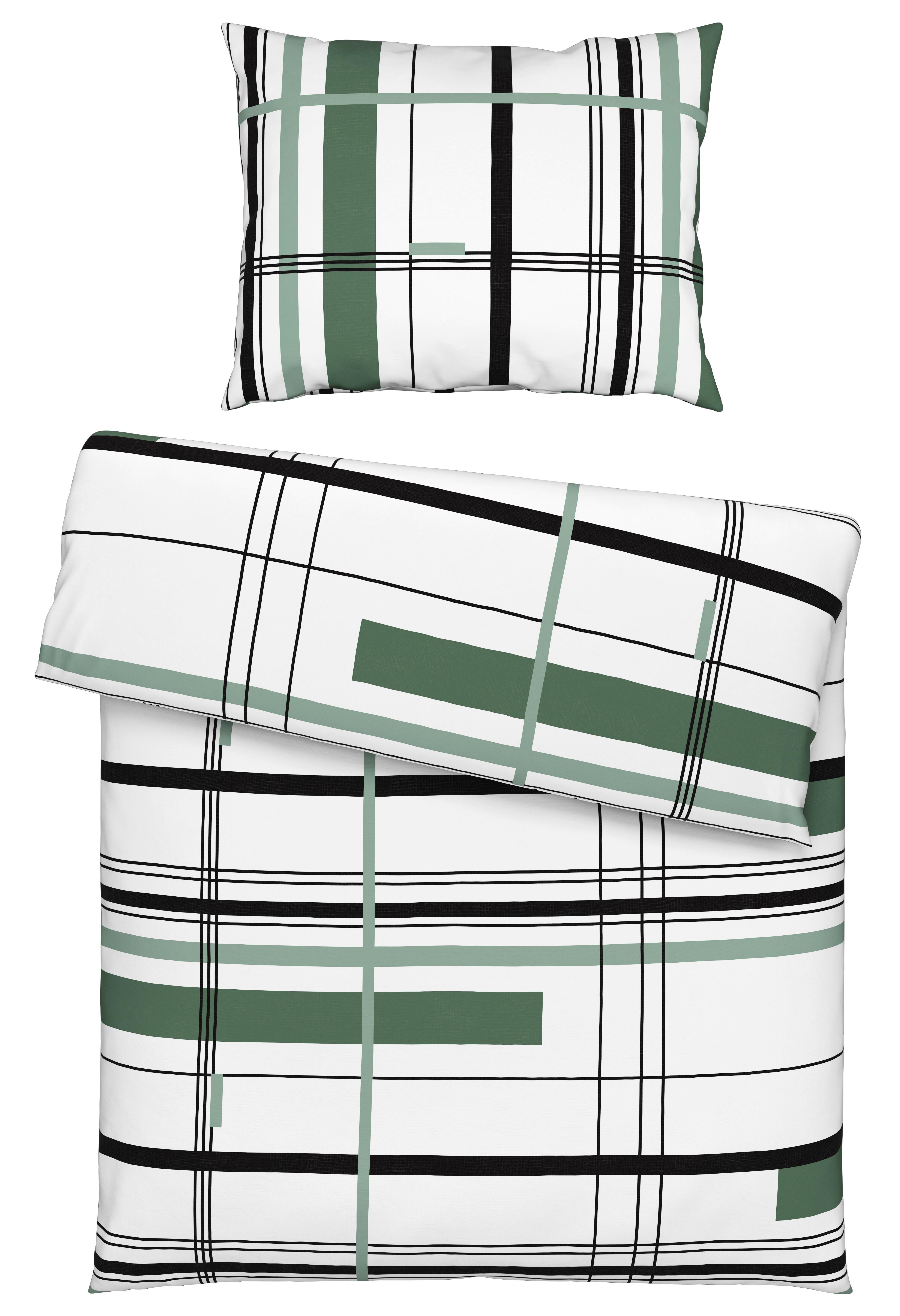 Ágyneműhuzat-garnitúra Elea - Zöld/Fehér, modern, Textil (140/200cm) - Luca Bessoni