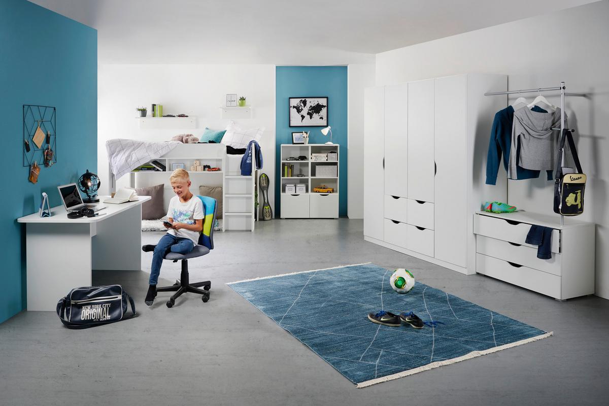 Šatní skříň s otočnými dveřmi White, bílá - bílá, Konvenční, kompozitní dřevo (181/197/54cm)