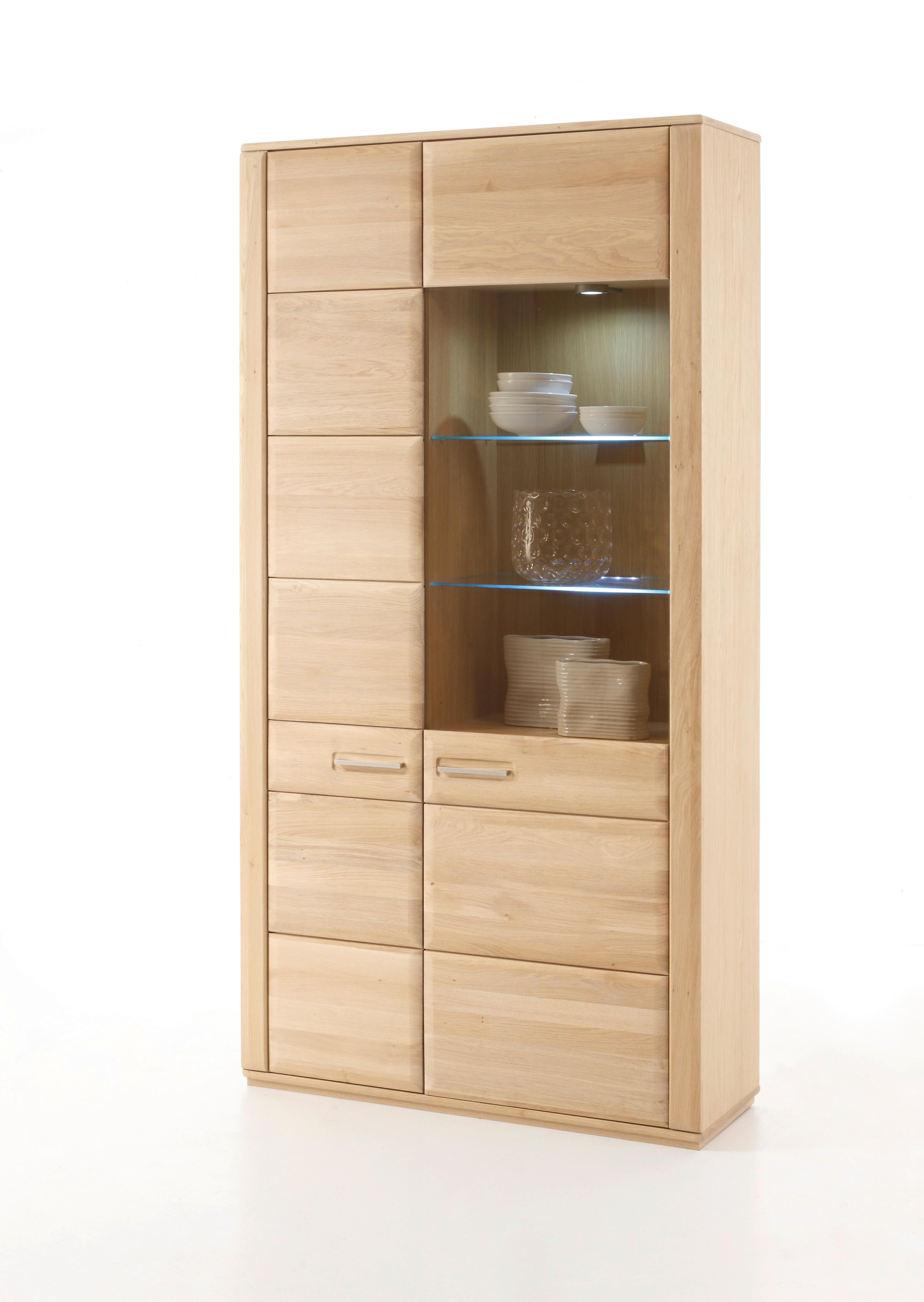 Vitrine teilmassiv B: 107 cm Sena Eichefarben - Eichefarben, Design, Glas/Holz (107/209/38cm) - Livetastic