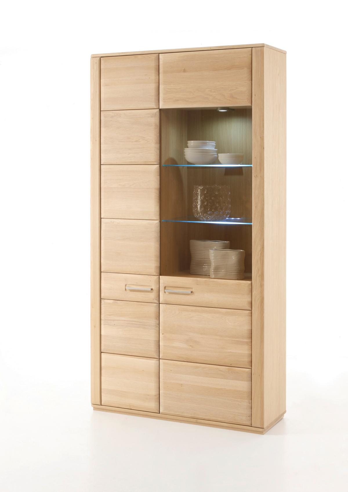Vitrine teilmassiv B: 107 cm Sena Eichefarben - Eichefarben, Design, Glas/Holz (107/209/38cm) - Livetastic
