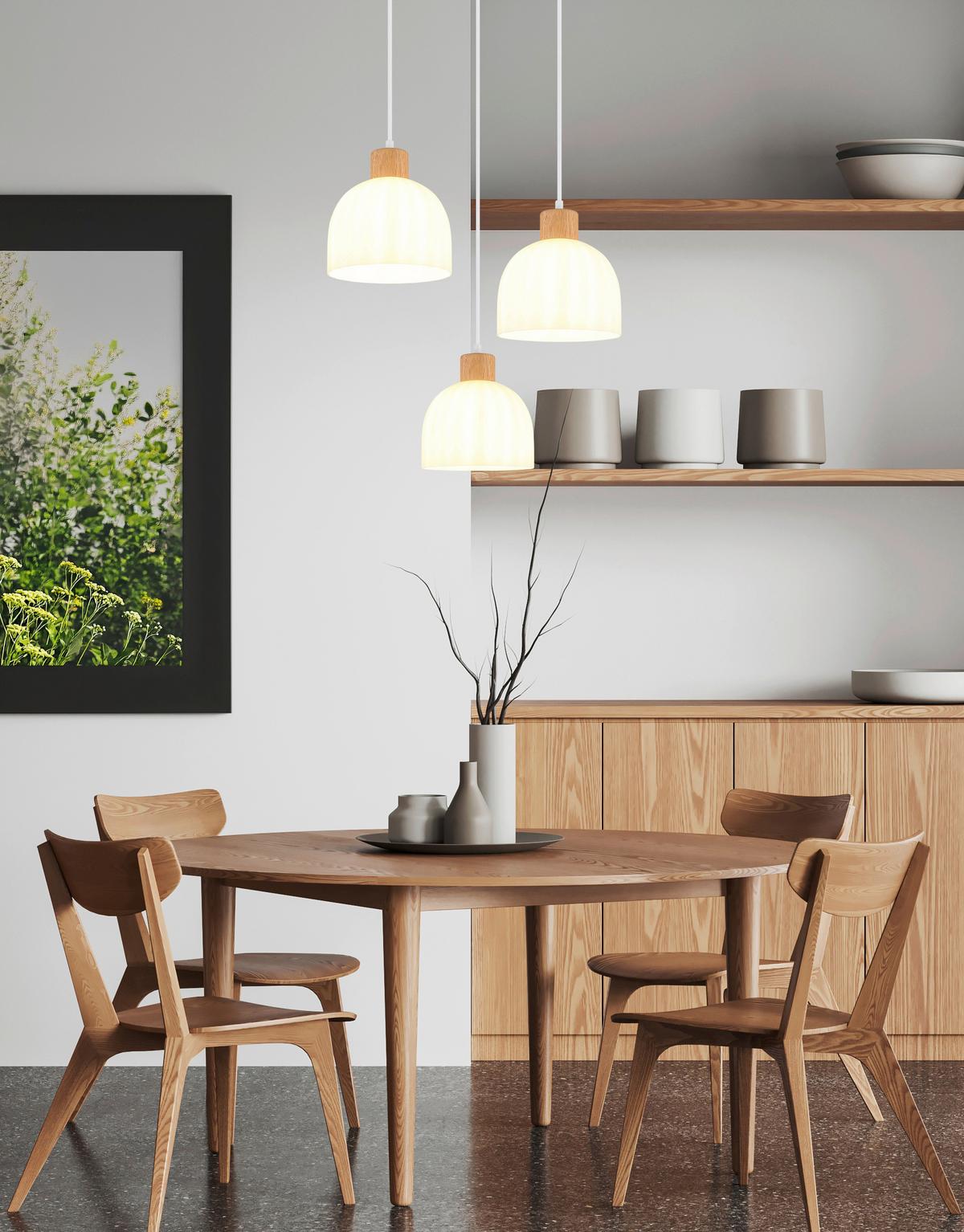 HÄNGELEUCHTE Braun, Weiß, ca. 51x130 cm - Opal/Braun, Design, Glas/Holz (51/130cm) - Globo