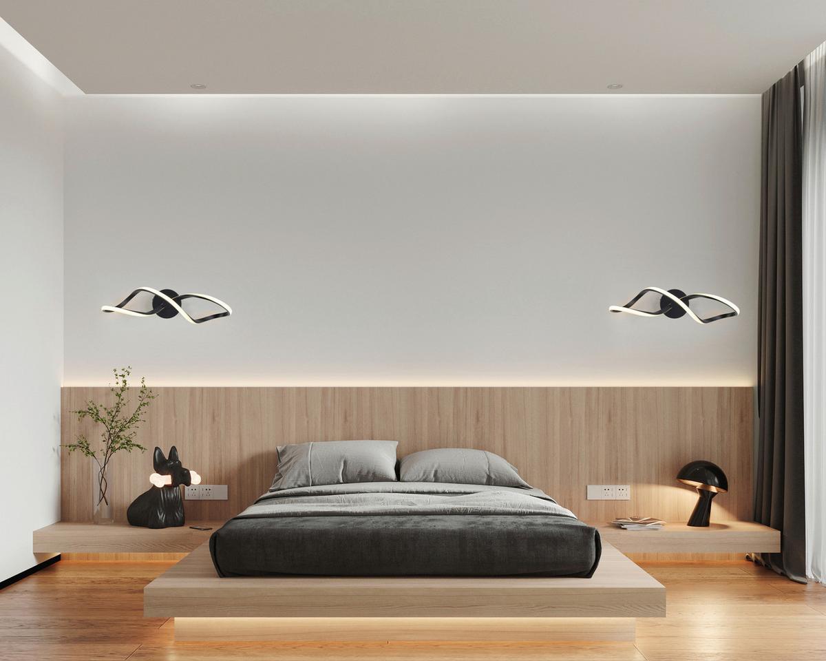 Led-deckenleuchte Sabella L: 50 Cm, Geschwungen - Schwarz, MODERN, Kunststoff/Metall (50/12/16,5cm) - Luca Bessoni