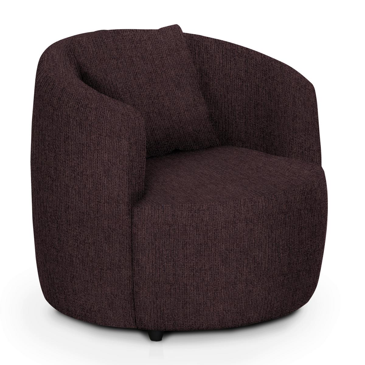 Polstersessel Pina Braun Chenille - Schwarz/Braun, Design, Textil (81/74/81cm) - Livetastic