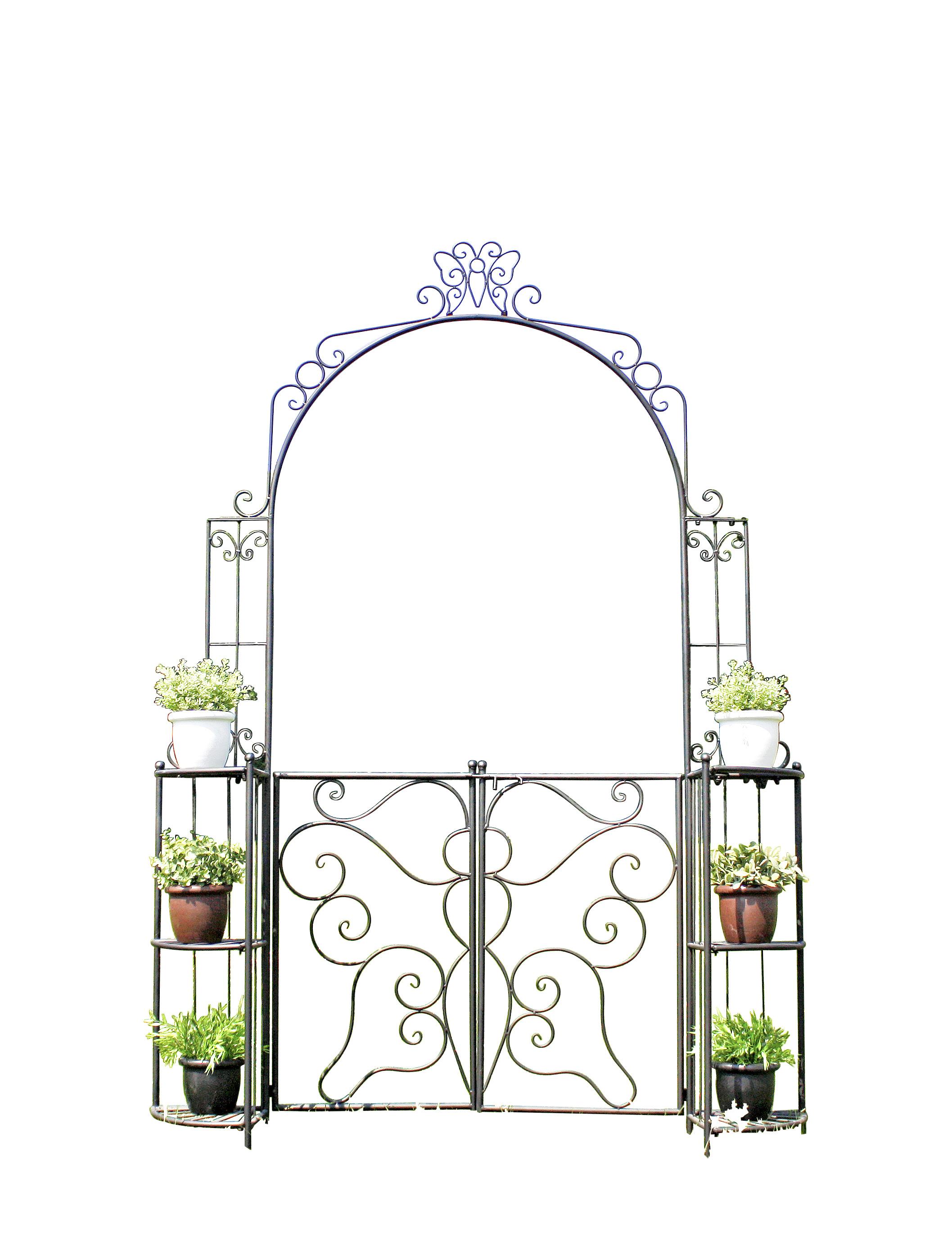 Rosenbogen mit Regalen