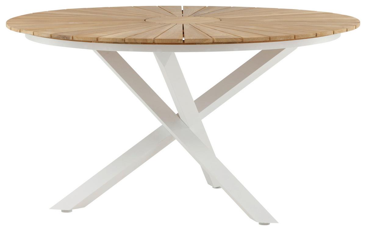 Gartentisch Mexico - Weiß/Teakfarben, KONVENTIONELL, Holz/Metall (140/140/75cm) - Gardenson