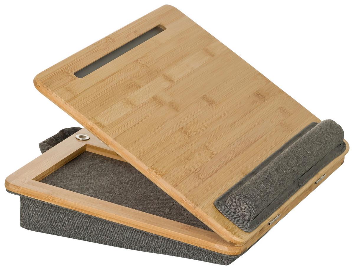 Laptopunterlage Comfilap Iii - Braun/Grau, Basics, Naturmaterialien/Textil (42/9/34cm) - MID.YOU