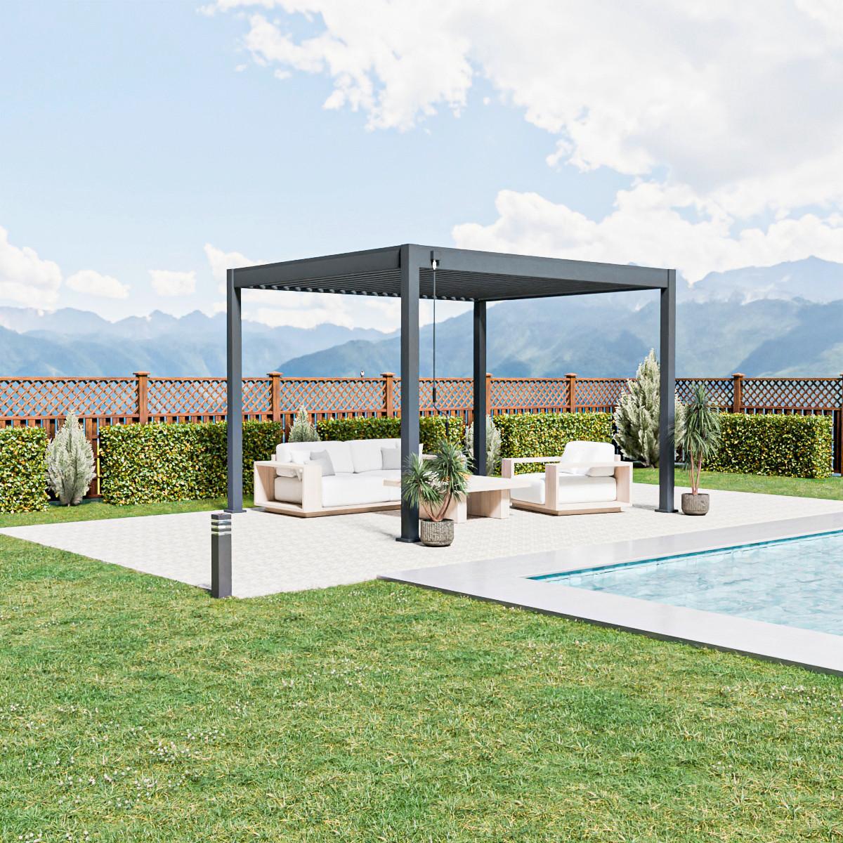 Pergola 300x360 Cm Wetterbeständig, Graphitfarben - Graphitfarben, Basics, Metall (300/360/255cm)