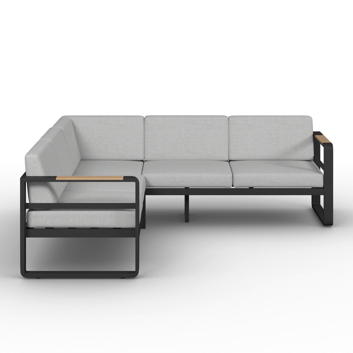 JEDÁLENSKÁ TERASOVÁ SÚPRAVA ARUBA - čierna/farba hrušky, Modern, kov/textil - Bessagi Garden