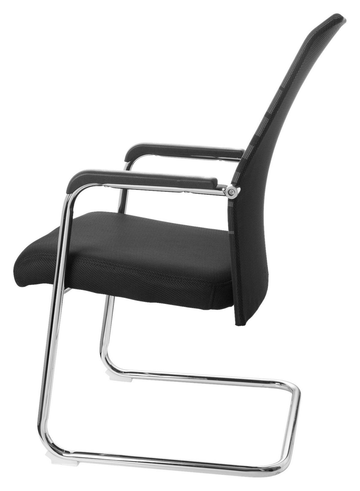 Besucherstuhl Mit Armstützen Grau/schwarz Bis 120 Kg - Chromfarben/Schwarz, MODERN, Kunststoff/Textil (57/104/55cm) - MID.YOU