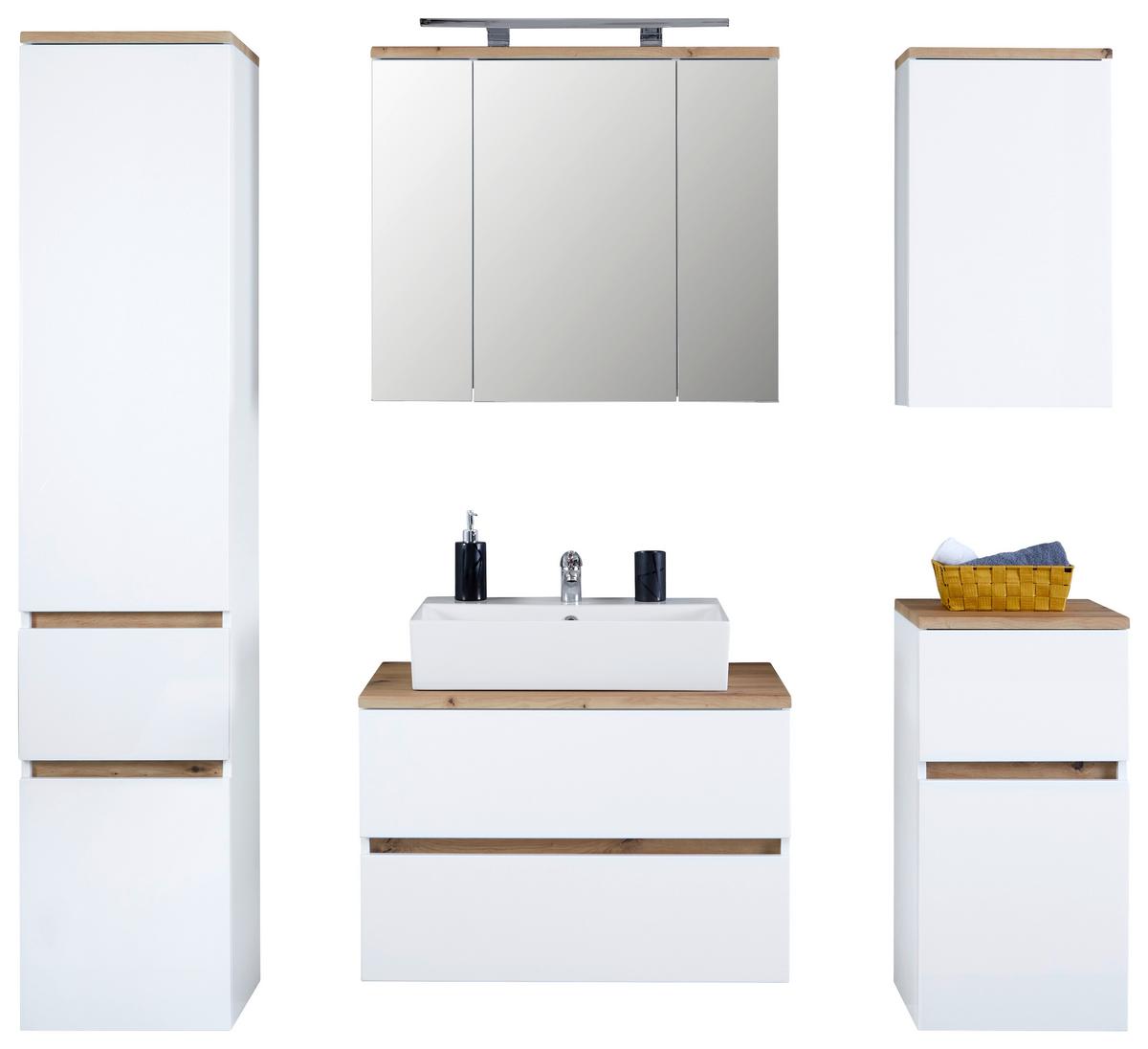 Badezimmer Marbella Weiß, Artisan Dekor B: 160 Cm - Weiß/Eiche Artisan, MODERN, Holzwerkstoff (160/182/47cm)