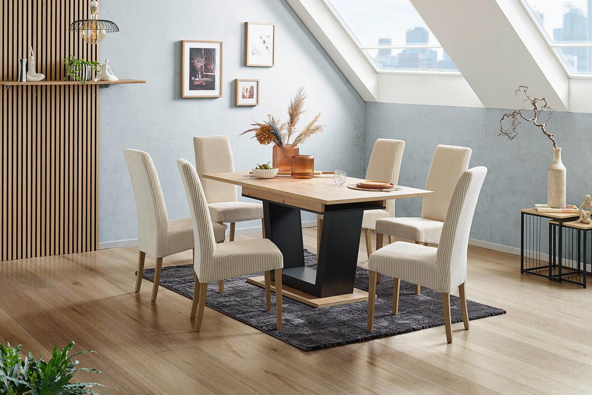 Ausziehtisch Carlos, Dekor Artisan Eiche, B: 160-200 Cm - KONVENTIONELL, Holzwerkstoff (160/77,3/90cm)