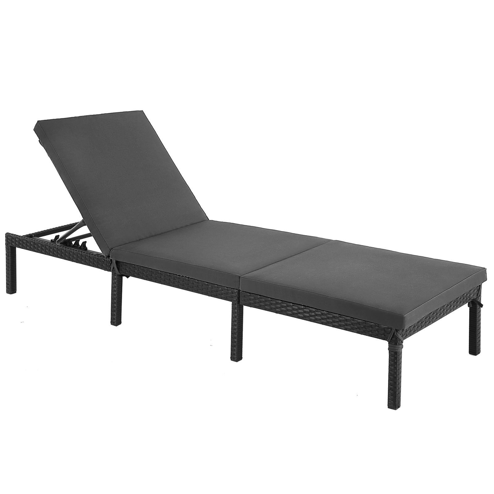 Gartenliege Schwarz Klappbar, B: 59 Cm - Schwarz, MODERN, Kunststoff/Textil (59/33/198cm) - Modante