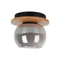 Deckenleuchte Kautschukholz - Schwarz/Naturfarben, Design, Glas/Holz (18/15cm) - Näve